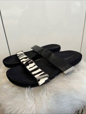 Vionic Women's Black Zebra Slide Sandals, Size 8